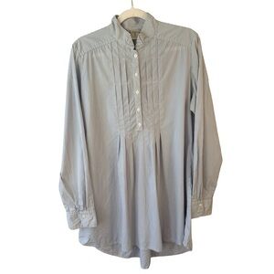 Tristan Blue White Striped Button Down Tunic Shirt Size M Minimalist Classic